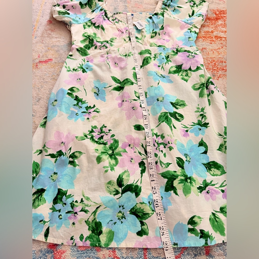 NWT Old‎ Navy Womens Ivory Green Purple Floral Puff Sleeve Mini Dress MEDIUM - Picture 12 of 14